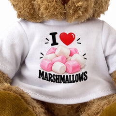 I LOVE MARSHMALLOWS - Teddy Bear Cute Cuddly - Funny Food Gift Present