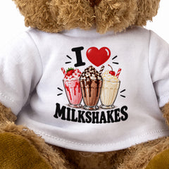 I LOVE MILKSHAKES - Teddy Bear Cute Cuddly - Funny Food Gift Present