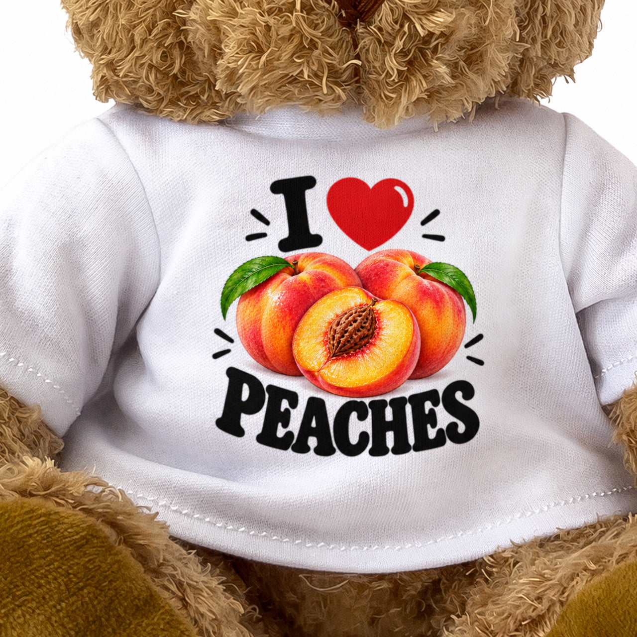 I LOVE PEACHES - Teddy Bear Cute Cuddly - Funny Food Gift Present