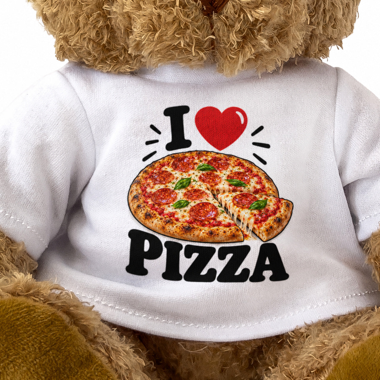 I LOVE PIZZA - Teddy Bear Cute Cuddly - Funny Food Gift Present