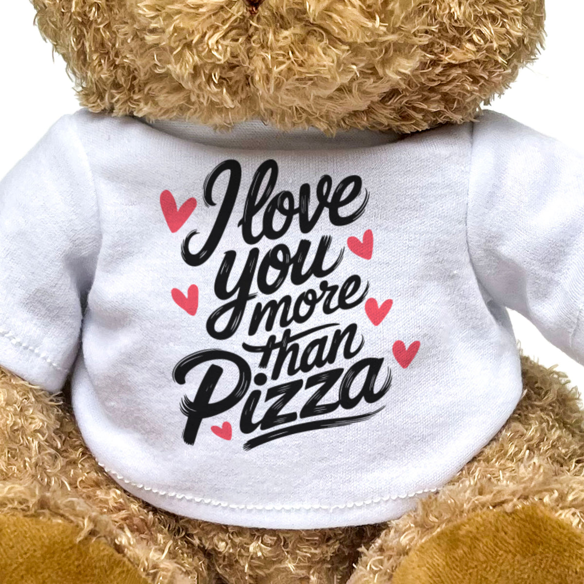 I Love You More Than Pizza teddy bear from Big Red Egg