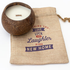 Wishing You Love, Luck & Laughter In Your New Home - Toasted Coconut Bowl Candle – Soy Wax - Gift Present