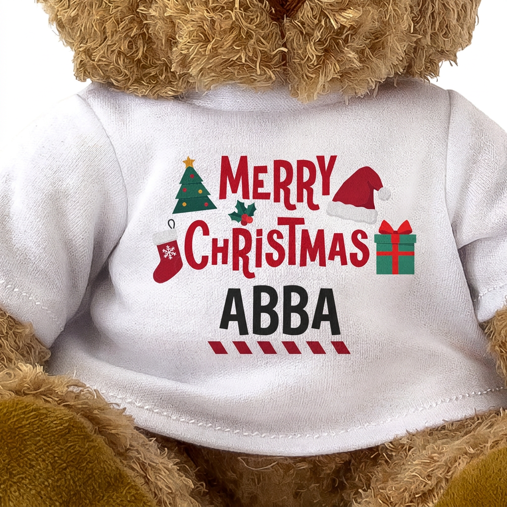 MERRY CHRISTMAS ABBA - Teddy Bear - Cute Cuddly Soft - Xmas Gift Present