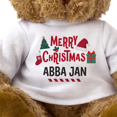 MERRY CHRISTMAS ABBA JAN - Teddy Bear - Cute Cuddly Soft - Xmas Gift Present