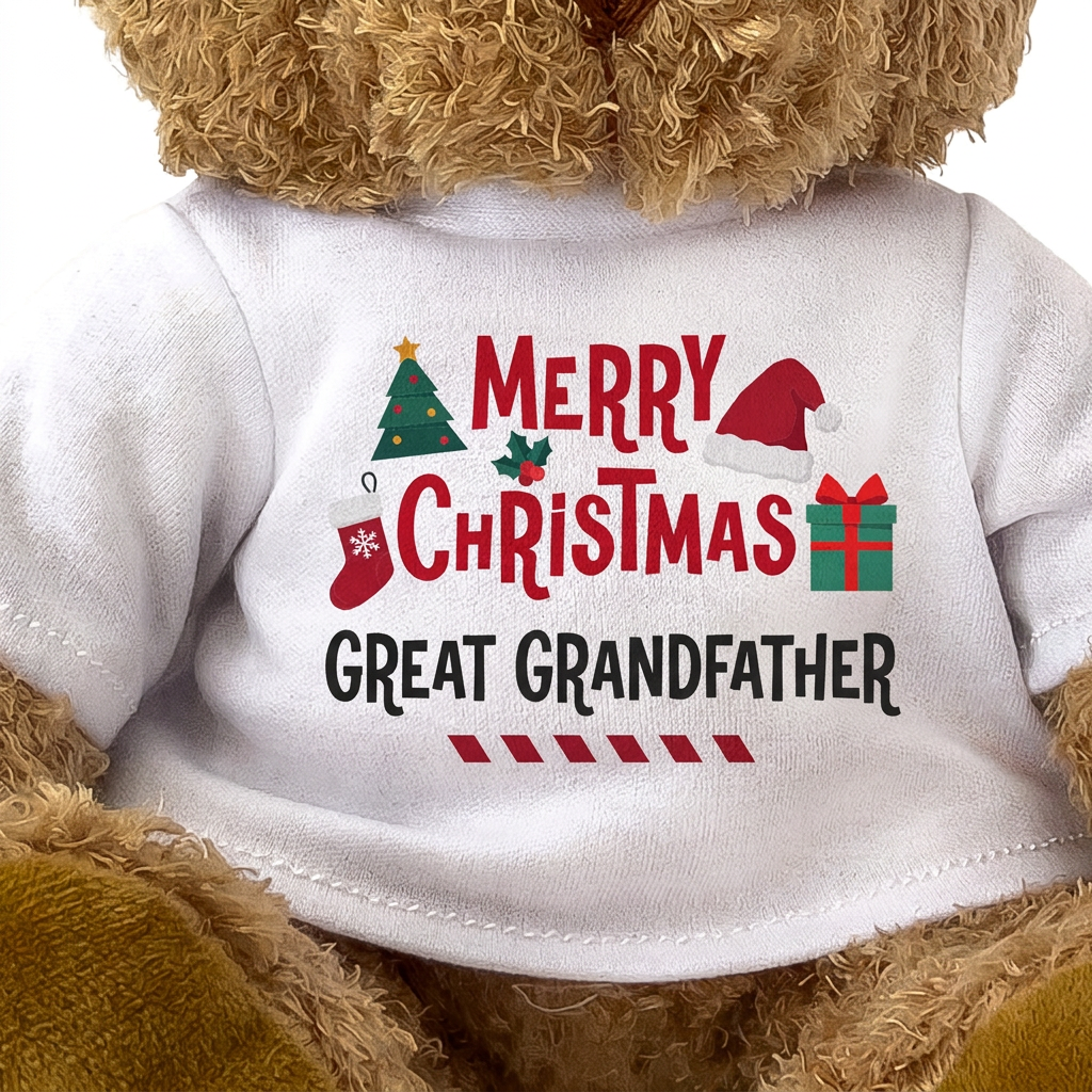 MERRY CHRISTMAS GREAT GRANDFATHER - Teddy Bear - Cute Cuddly Soft - Xmas Gift Present