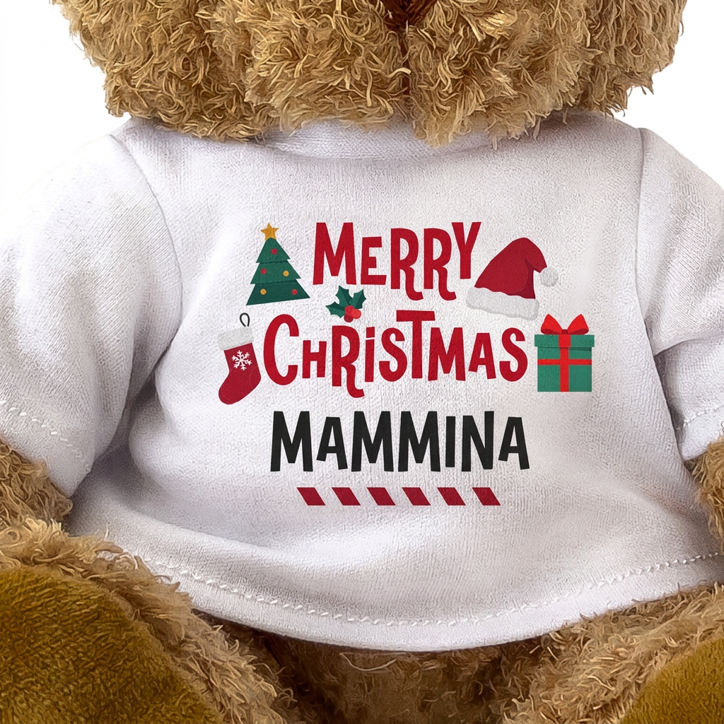 MERRY CHRISTMAS MAMMINA - Teddy Bear - Cute Cuddly Soft - Xmas Gift Present