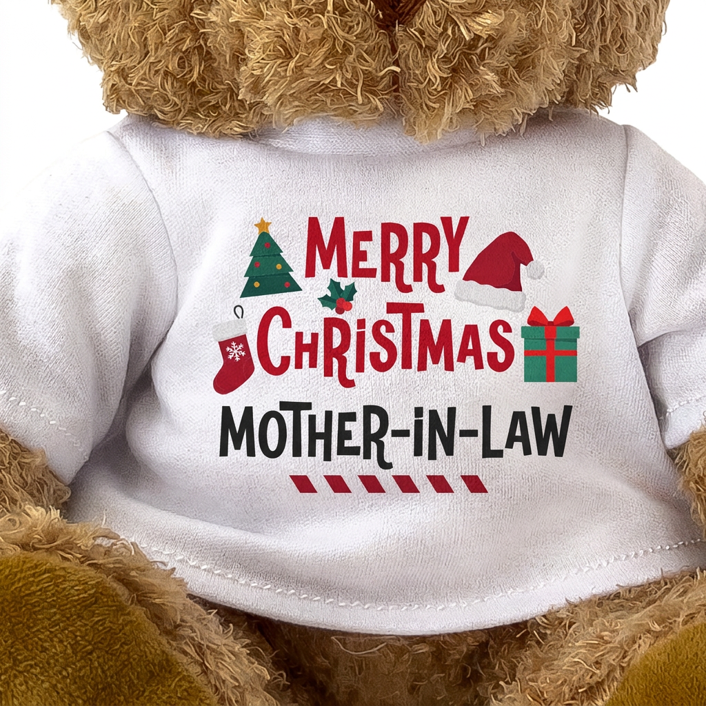 MERRY CHRISTMAS MOTHER-IN-LAW - Teddy Bear - Cute Cuddly Soft - Xmas Gift Present