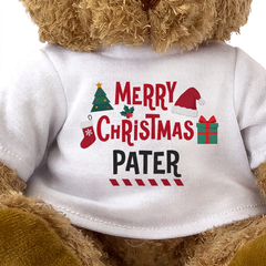 MERRY CHRISTMAS PATER - Teddy Bear - Cute Cuddly Soft - Xmas Gift Present