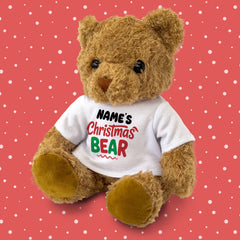 PERSONALISED NAME Christmas Bear - Teddy Bear - Cute - Xmas Gift Present