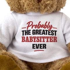Close-up of the Probably the Greatest Babysitter Ever T-shirt design