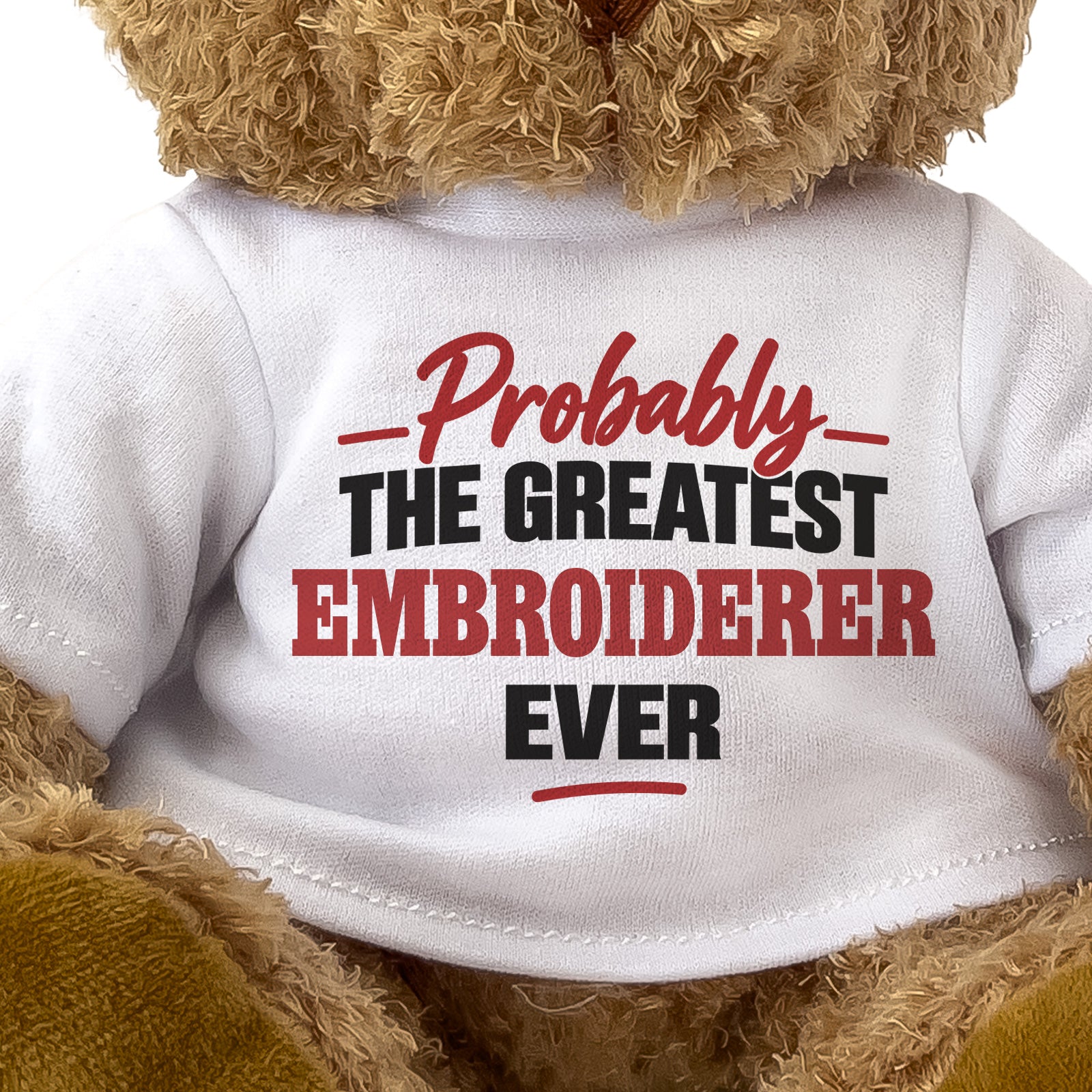 Close-up of the Probably the Greatest Embroiderer Ever T-shirt design
