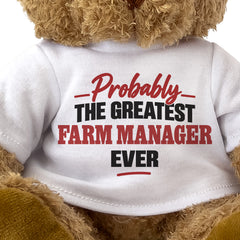 Close-up of the Probably the Greatest Farm Manager Ever T-shirt design