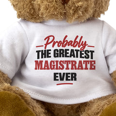 Close-up of the Probably the Greatest Magistrate Ever T-shirt design
