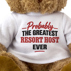 Close-up of the Probably the Greatest Resort Host Ever T-shirt design