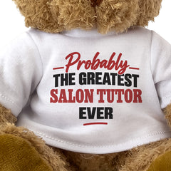 Close-up of the Probably the Greatest Salon Tutor Ever T-shirt design