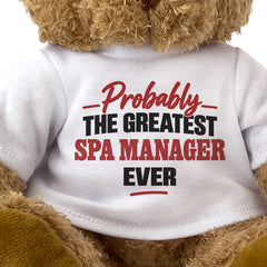 Close-up of the Probably the Greatest Spa Manager Ever T-shirt design