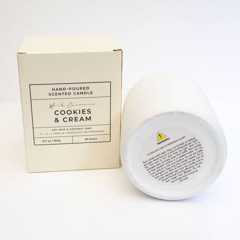 White Ceramic Candles x 12 – Cookies & Cream (Wholesale UK Only)