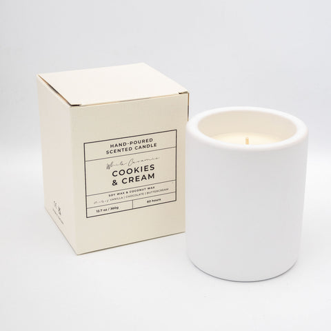 White Ceramic Candles x 12 – Cookies & Cream (Wholesale UK Only)