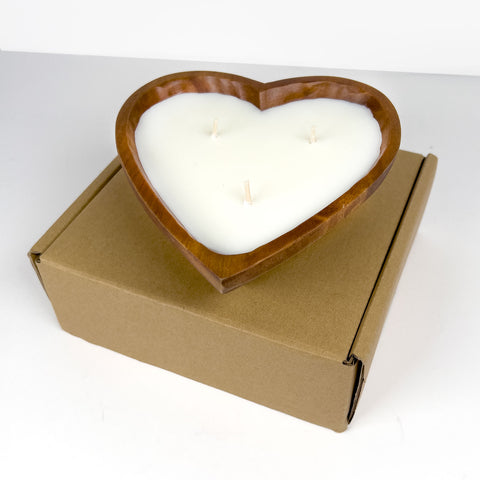 Wooden Heart-Shaped Bowl Candle - x12 (Wholesale UK Only)