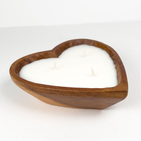 Wooden Heart-Shaped Bowl Candle - x12 (Wholesale UK Only)