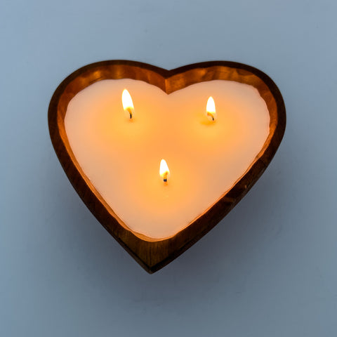 Wooden Heart-Shaped Bowl Candle - x12 (Wholesale UK Only)