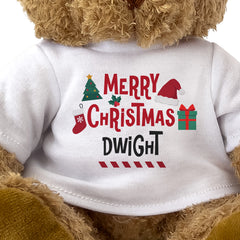 Close-up of the Merry Christmas Dwight T-shirt design
