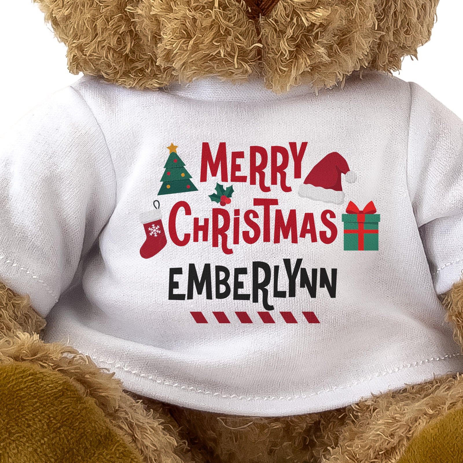 Close-up of the Merry Christmas Emberlynn T-shirt design