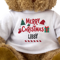 Close-up of the Merry Christmas Libby T-shirt design