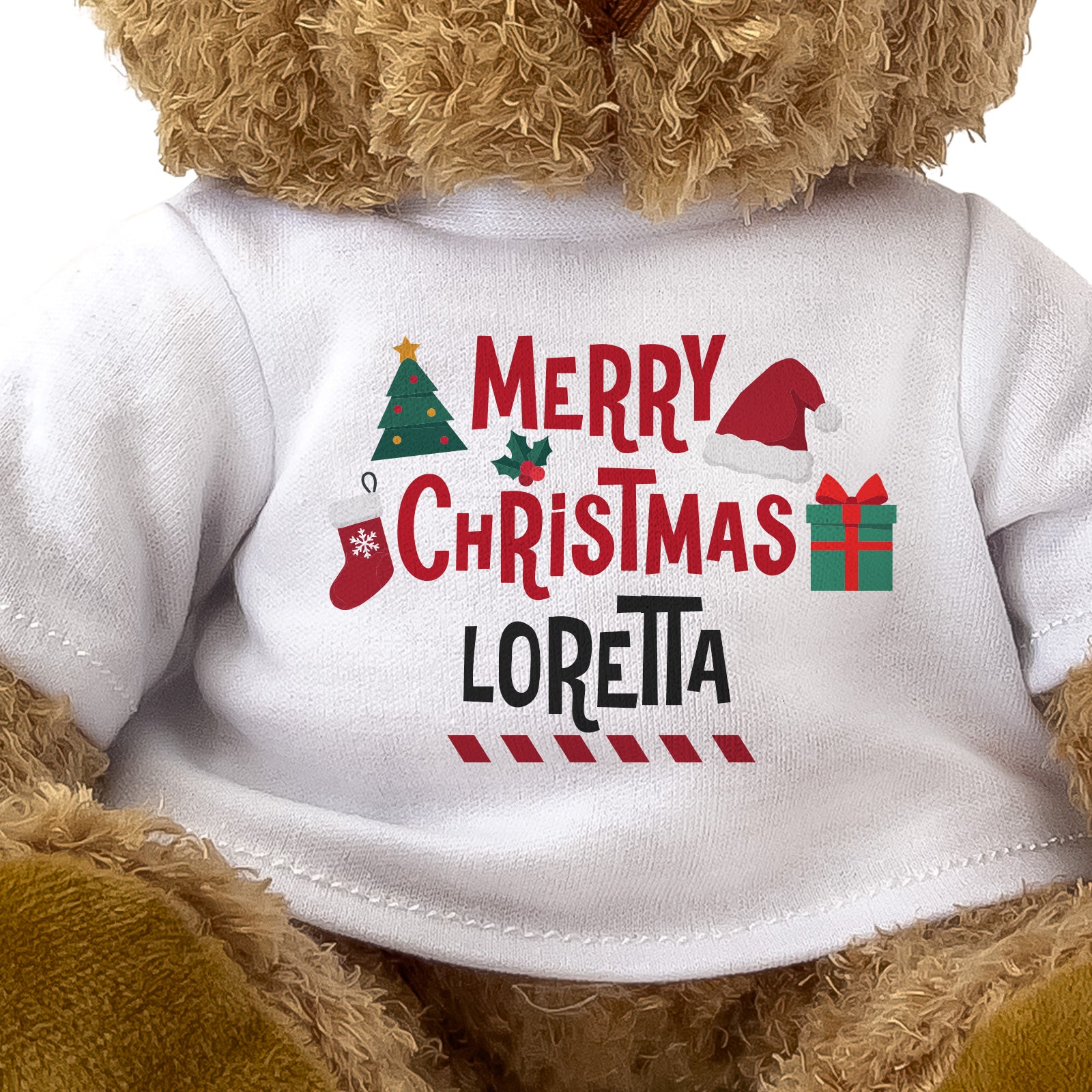 Close-up of the Merry Christmas Loretta T-shirt design