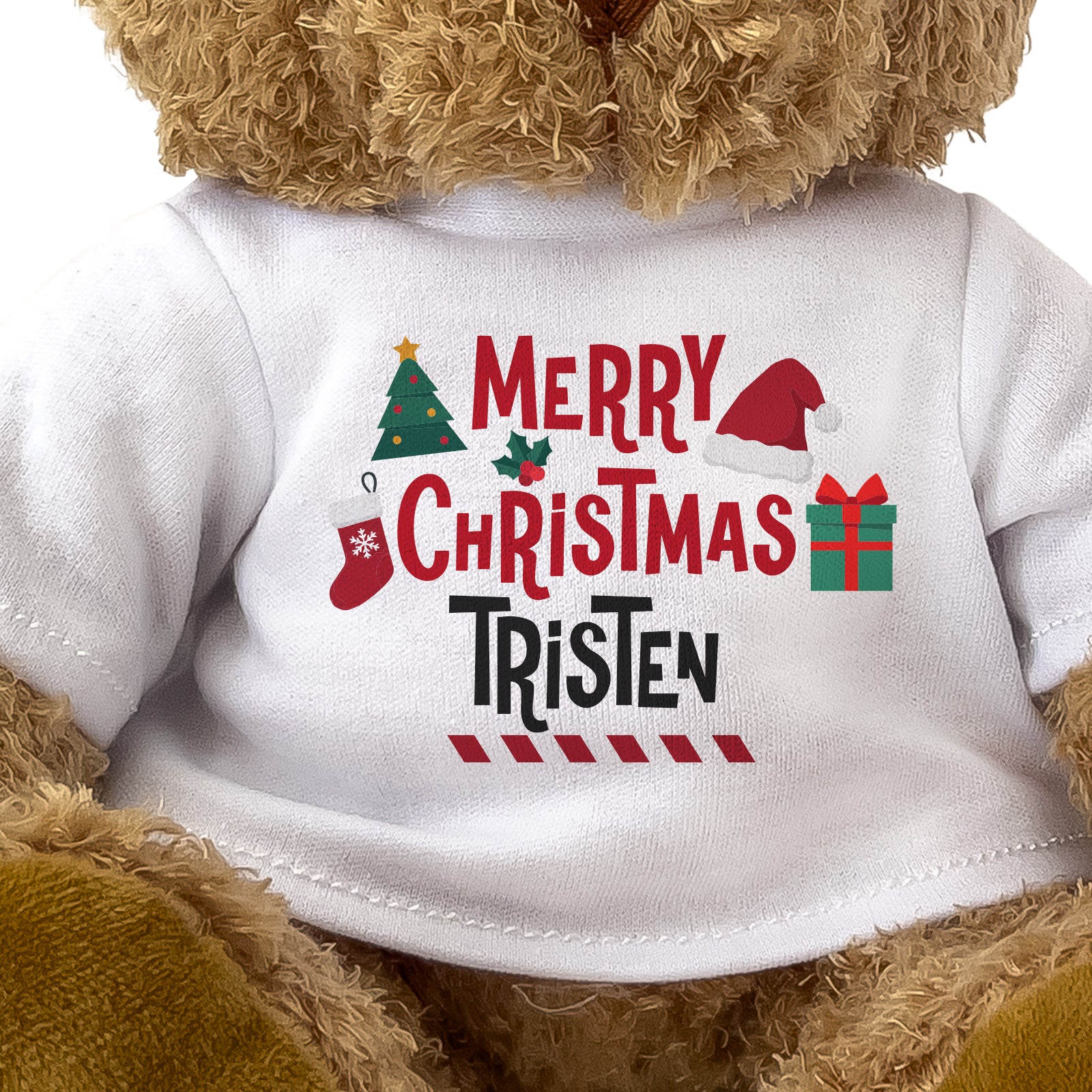 Close-up of the Merry Christmas Tristen T-shirt design