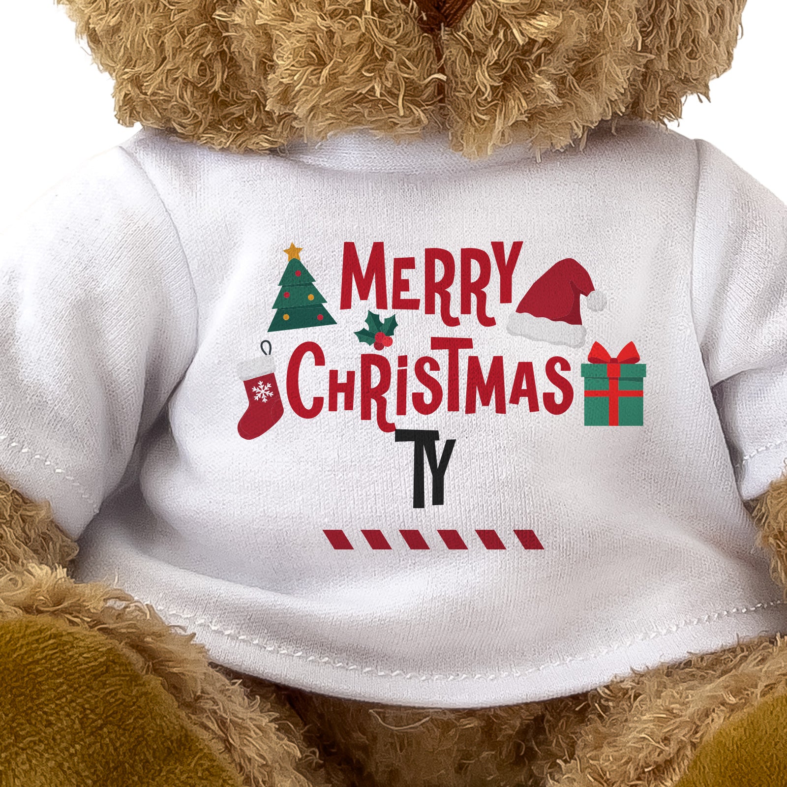 Close-up of the Merry Christmas Ty T-shirt design