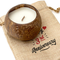 Happy 3rd Anniversary - Toasted Coconut Bowl Candle – Soy Wax - Gift Present