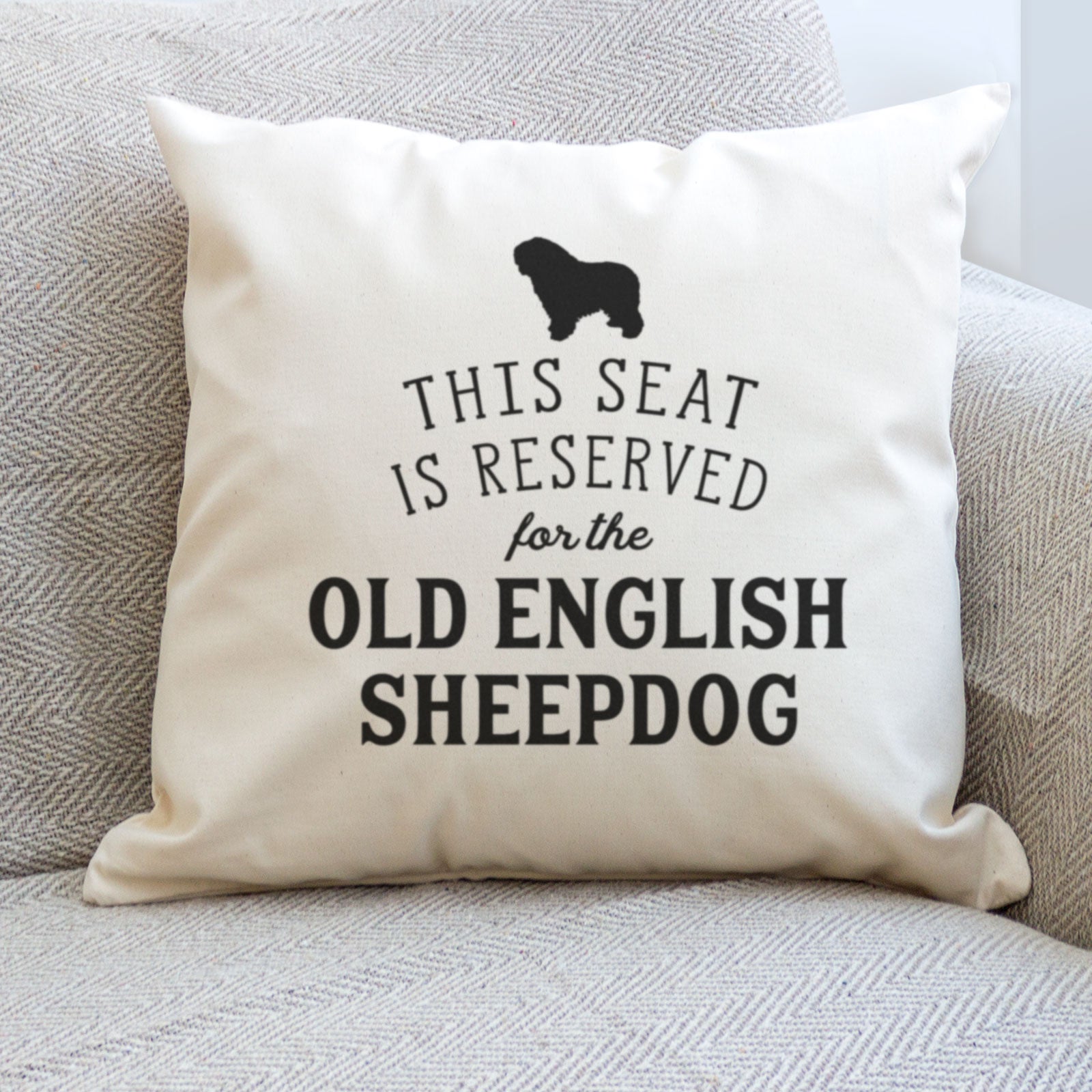 Reserved for the Old English Sheepdog Cushion Cover - Gift Present