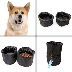 AKITA - Double Portable Travel Dog Bowl - Food And Water