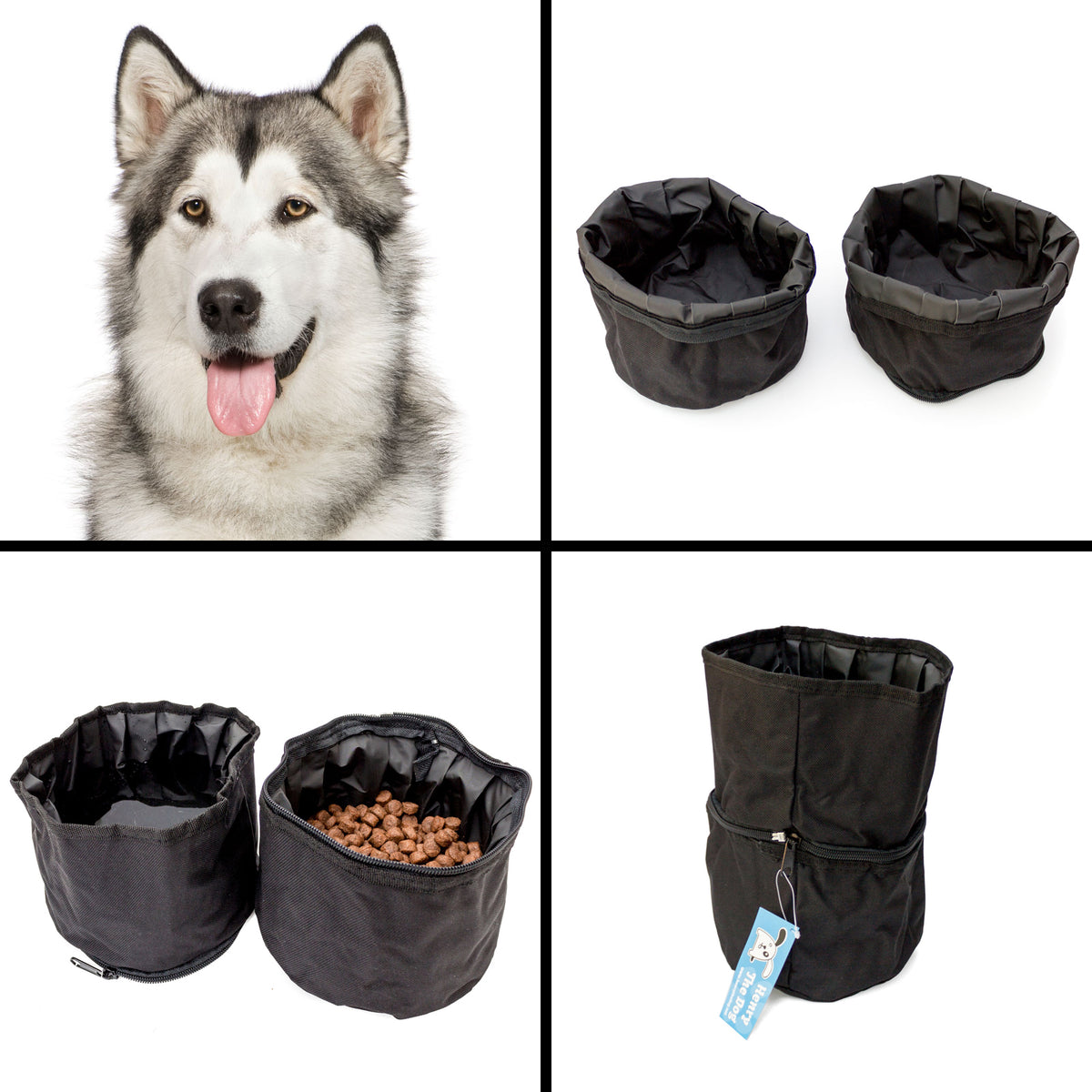 ALASKAN MALAMUTE - Double Portable Travel Dog Bowl - Food And Water