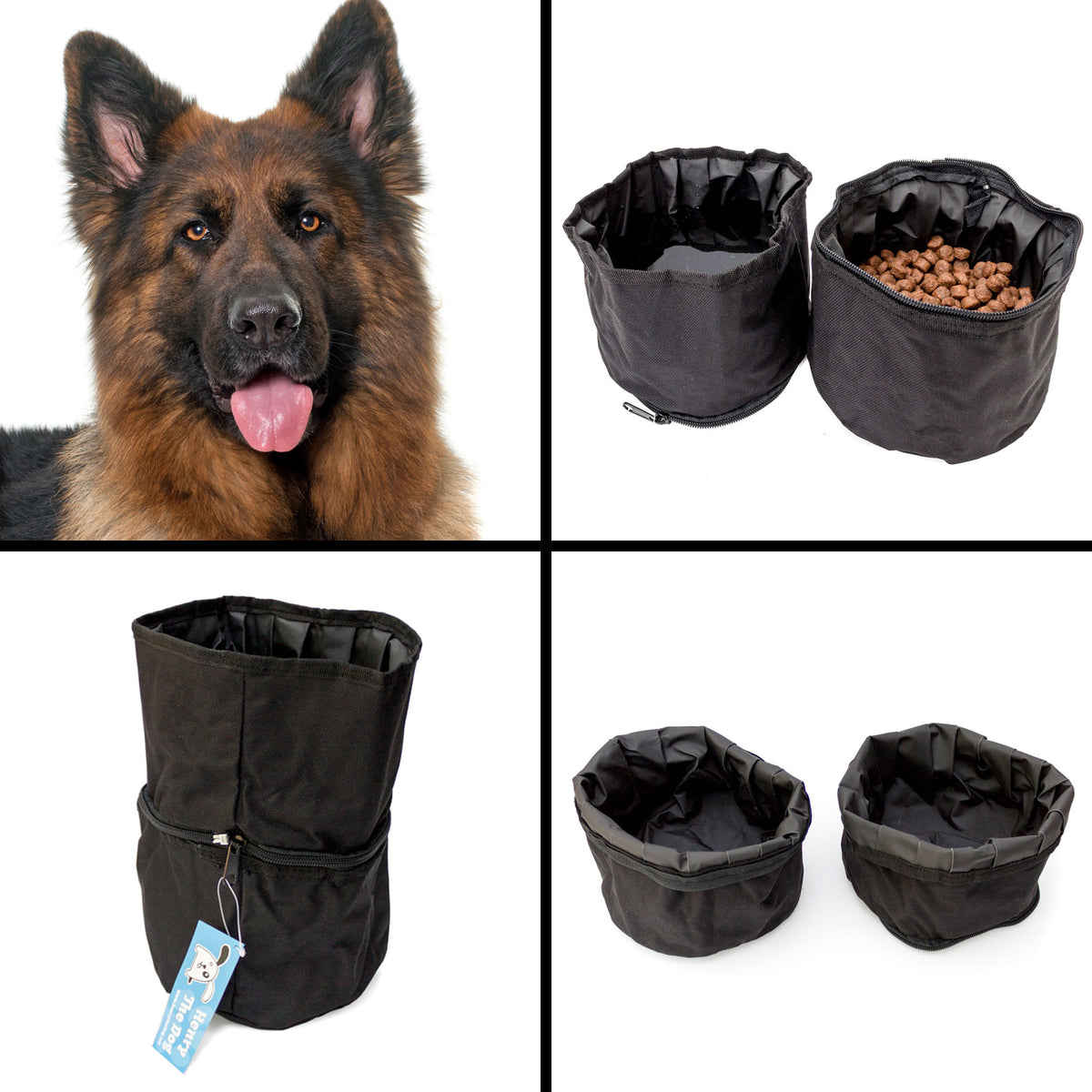 ALSATIAN - Double Portable Travel Dog Bowl - Food And Water