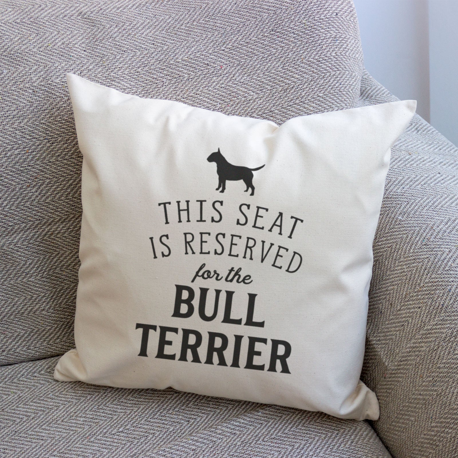 Reserved for the Bull Terrier Cushion Cover