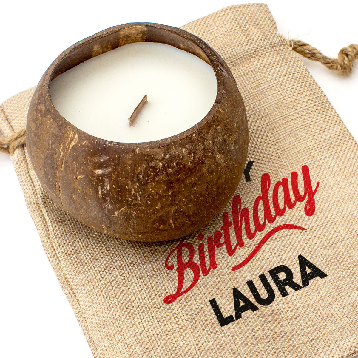 HAPPY BIRTHDAY LAURA - Toasted Coconut Bowl Candle – Soy Wax - Gift Present