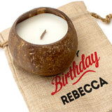 HAPPY BIRTHDAY REBECCA - Toasted Coconut Bowl Candle – Soy Wax - Gift Present