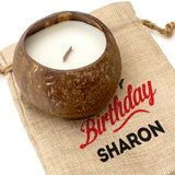 HAPPY BIRTHDAY SHARON - Toasted Coconut Bowl Candle – Soy Wax - Gift Present