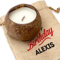 HAPPY BIRTHDAY ALEXIS - Toasted Coconut Bowl Candle – Soy Wax - Gift Present