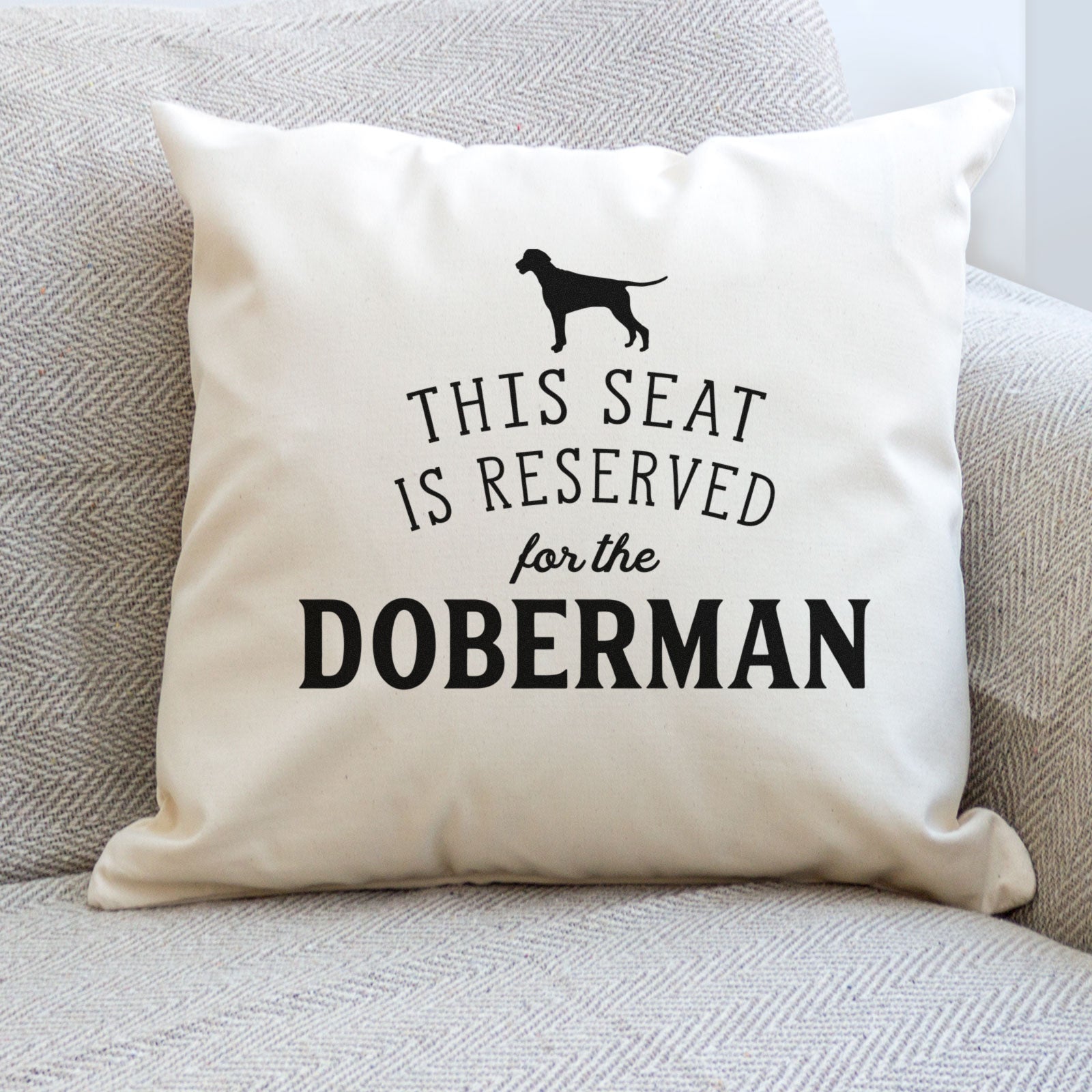 Reserved for the Doberman Cushion Cover