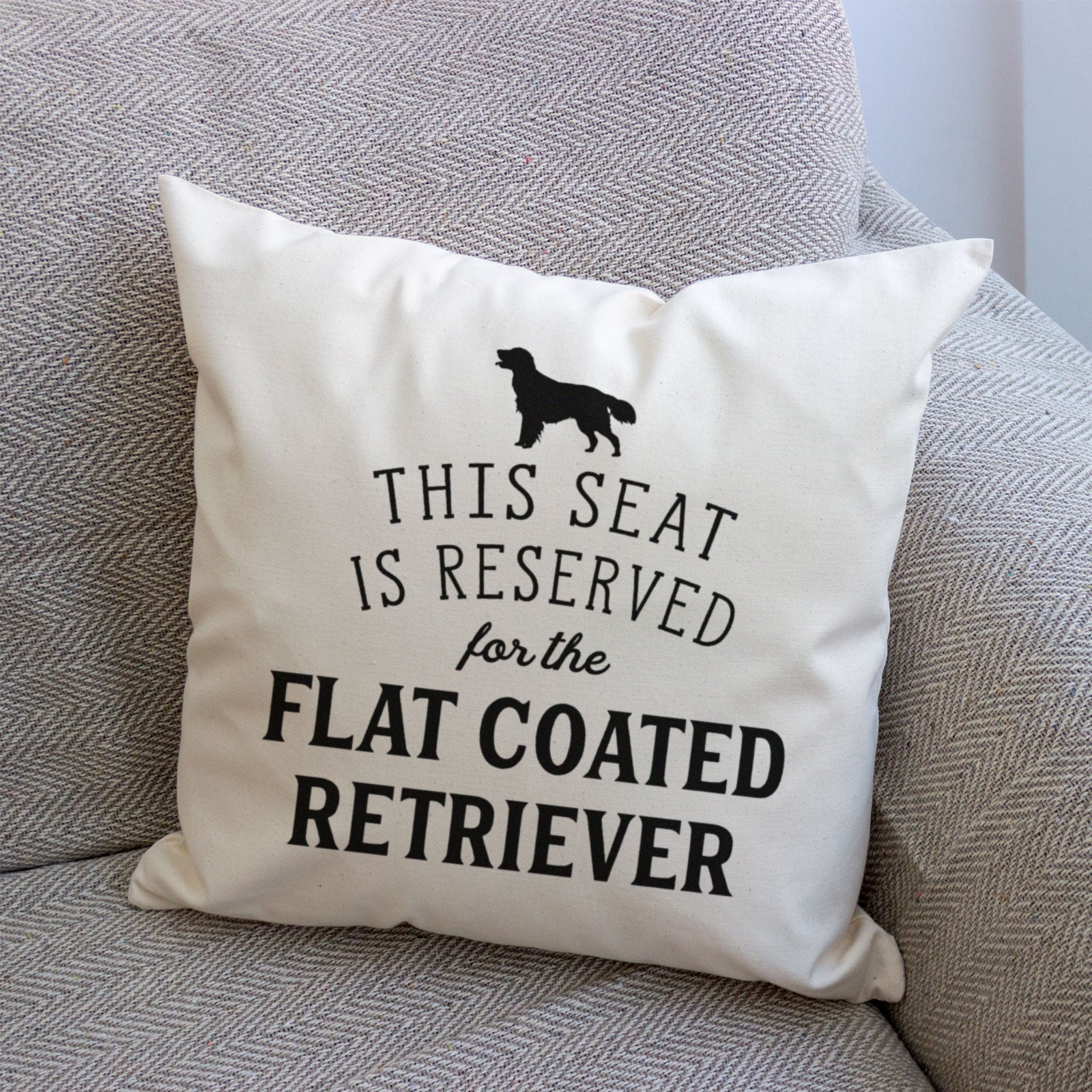 Reserved for the Flat Coated Retriever Cushion Cover