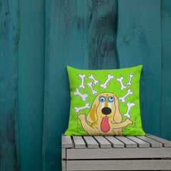 Golden Retriever Juggling Bones - Funny Pillow / Cushion