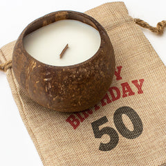 Happy Birthday 50 - Toasted Coconut Bowl Candle – Soy Wax - Gift Present