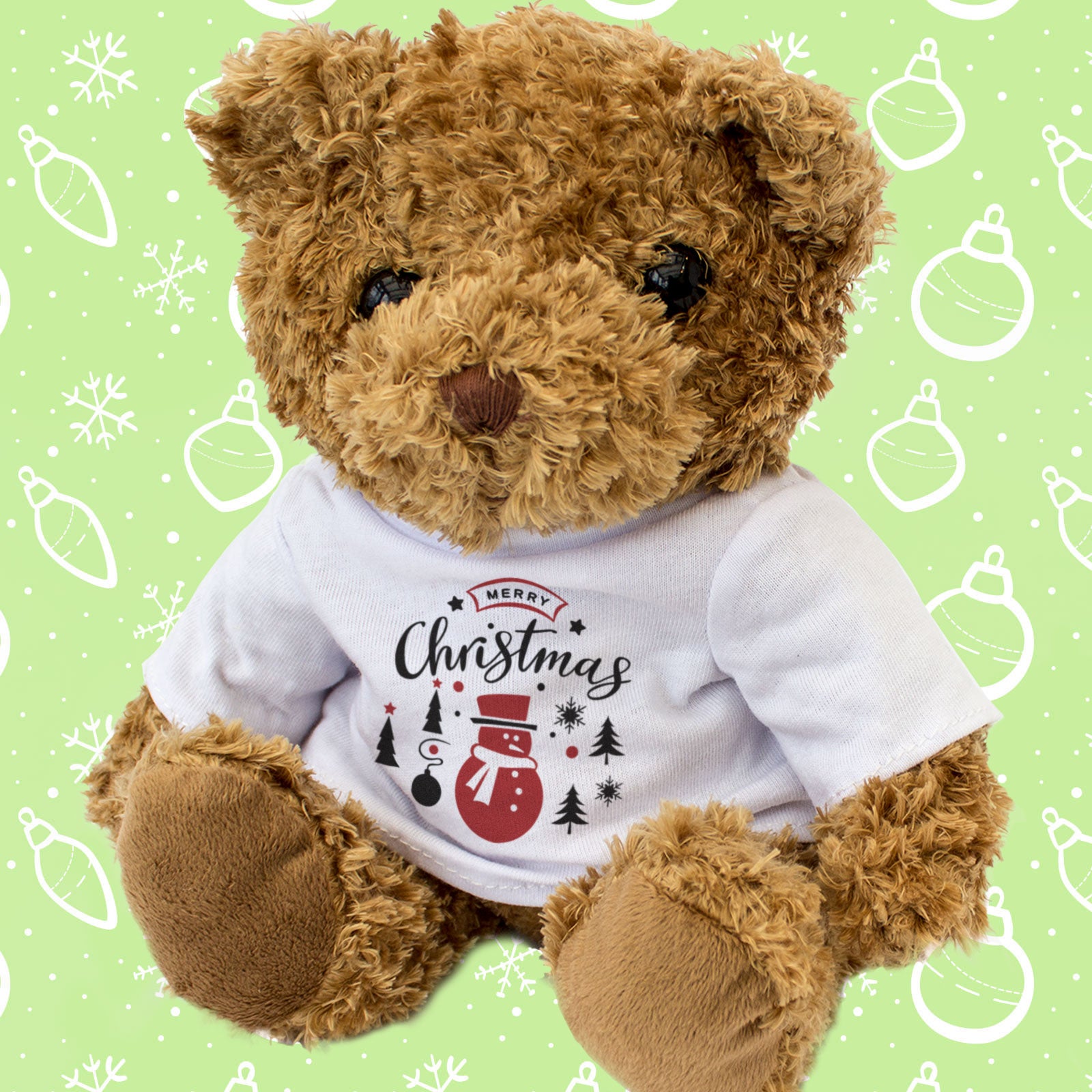 Merry Christmas Teddy Bear Snowman Design