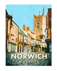 Norwich Norfolk Travel Poster Print