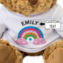 Teddy Bear Personalised Name - Rainbow