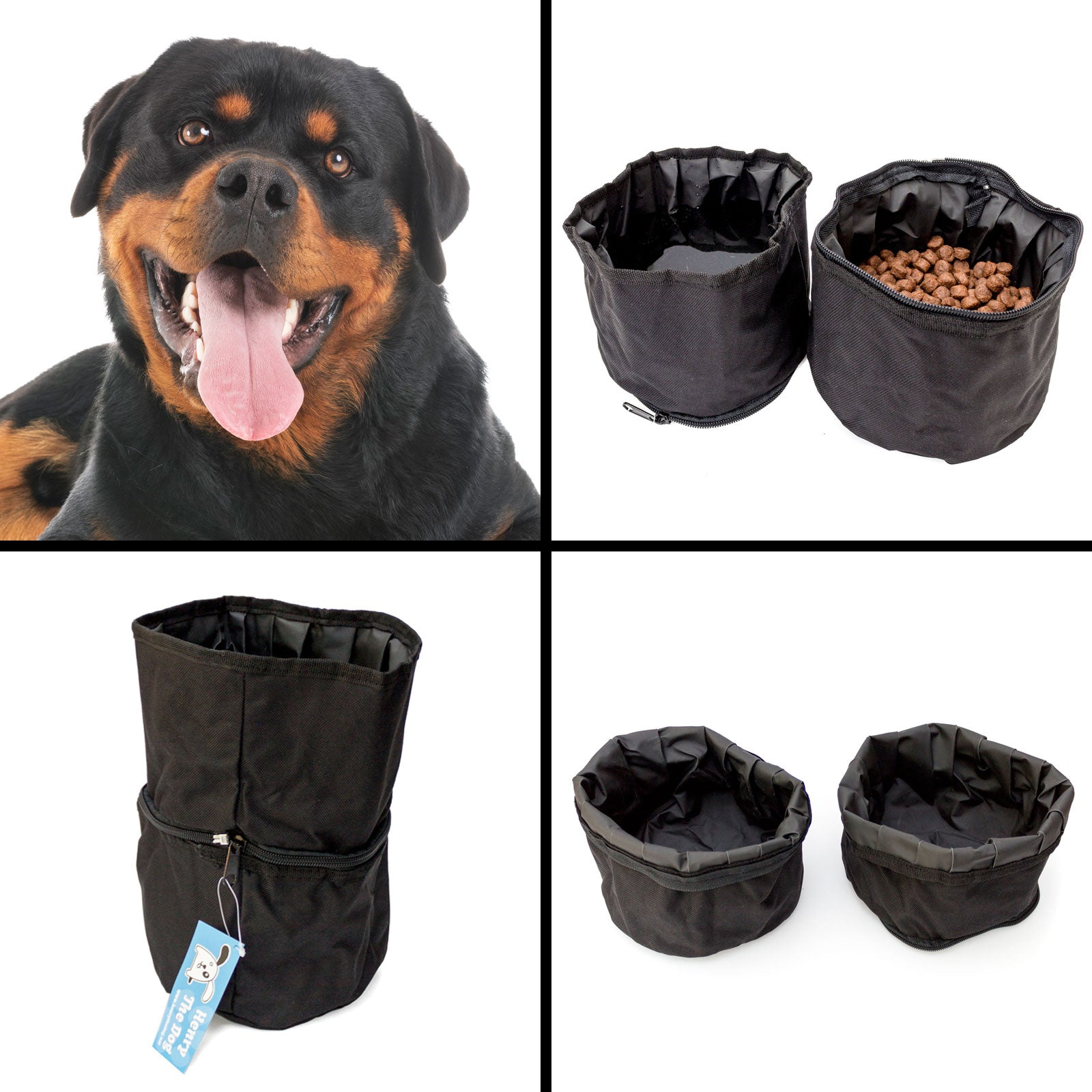 ROTTWEILER - Double Portable Travel Dog Bowl - Food And Water