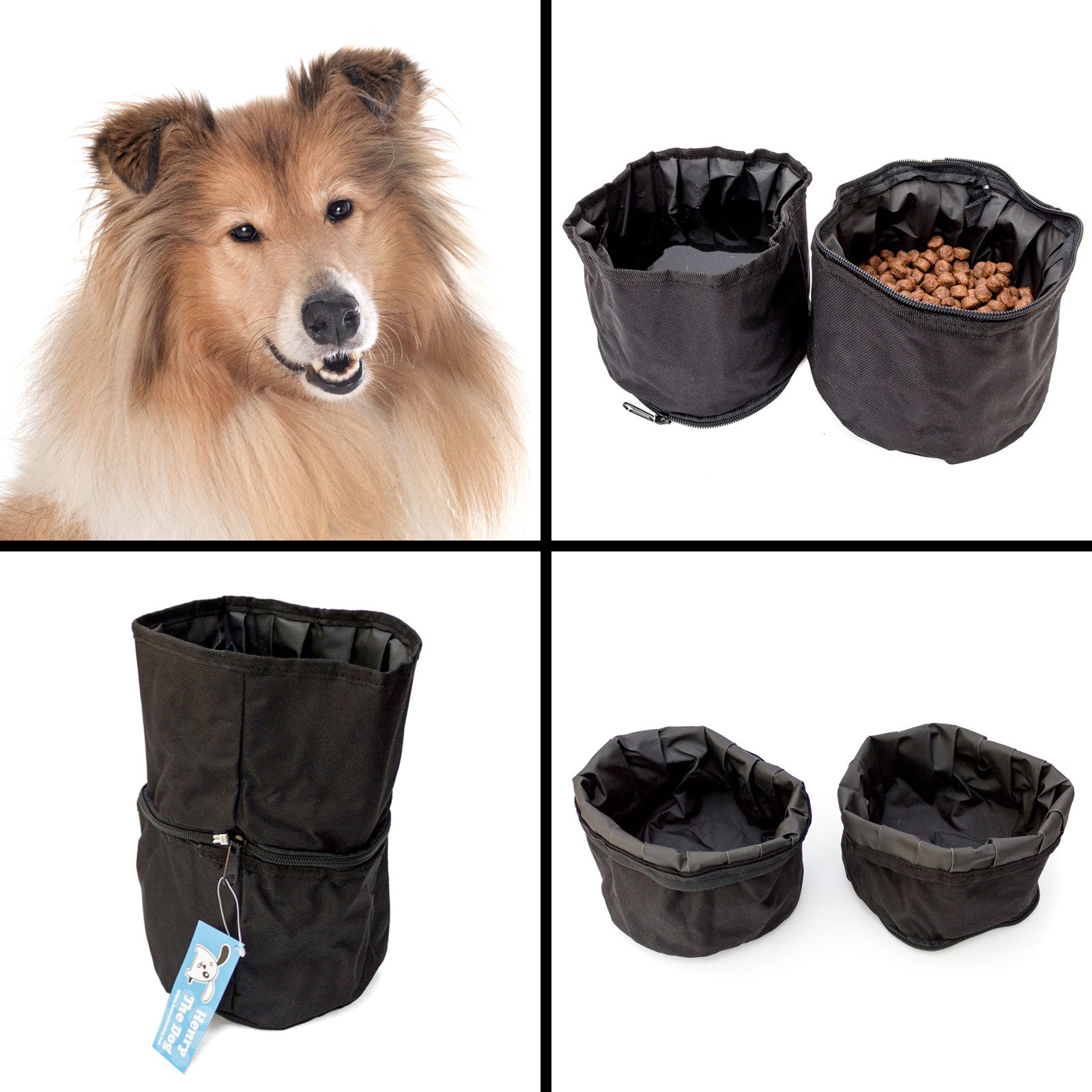 ROUGH COLLIE - Double Portable Travel Dog Bowl - Food And Water